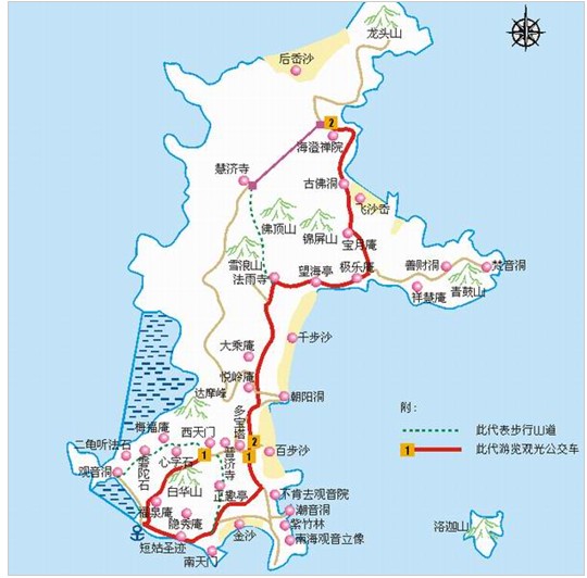 普陀山旅游地图_普陀山的地图